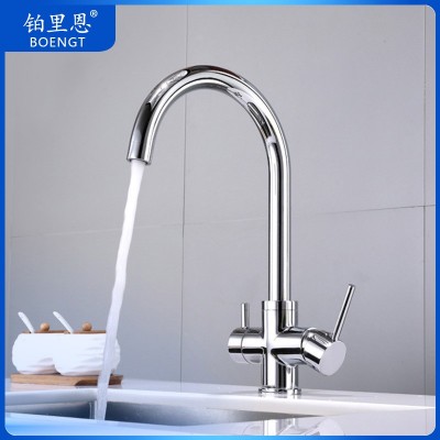 跨境厨房水龙头冷热三合一净水器直饮双控万向旋转洗菜盆水槽龙头 1个