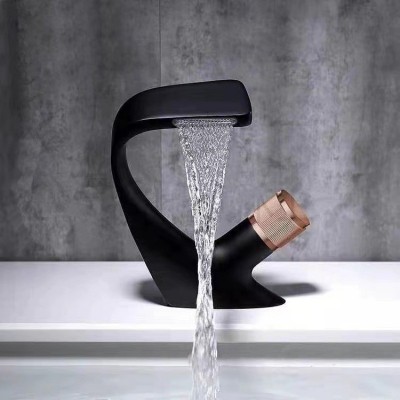 跨境全铜简约单孔瀑布洗脸盆水龙头冷热卫生间面盆龙头台下盆龙头 10件图5