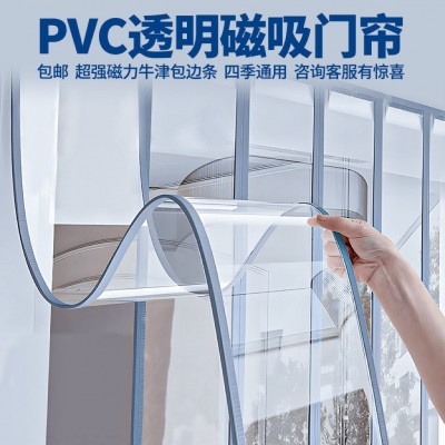 冬季磁吸门帘防寒保温门帘透明门帘PVC加厚隔断帘皮帘商用软门帘 2条图3