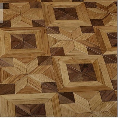 供应橡木+胡桃木拼花地板 厂家直销原木色实木复合地板图3