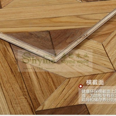 供应橡木+胡桃木拼花地板 厂家直销原木色实木复合地板图2