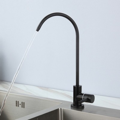 黑色304不锈钢净水龙头厨房龙头拉丝工艺可旋转直饮钛金净水龙头 1件图2