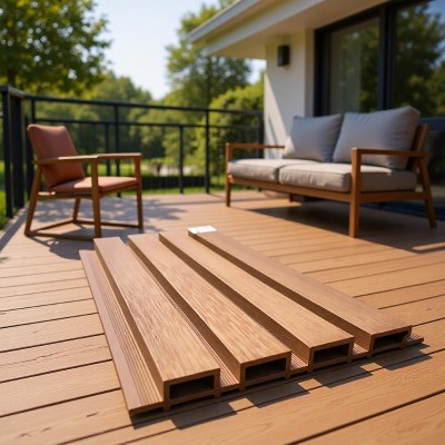 户外塑木墙板共挤木塑长城板防腐木防水庭院格栅外墙格栅围墙板 1平方米图5