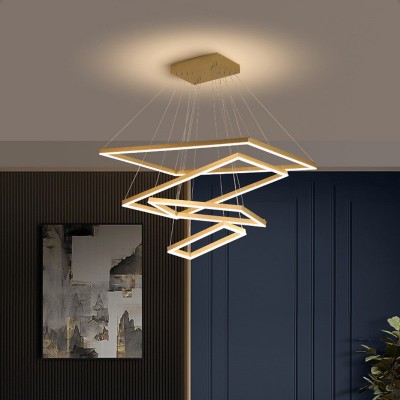 客厅吊灯现代简约大气北欧家用灯具2022新款极简轻奢大厅方形灯饰图2