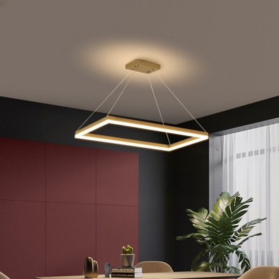 客厅吊灯现代简约大气北欧家用灯具2022新款极简轻奢大厅方形灯饰图4