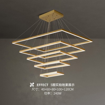 客厅吊灯现代简约大气北欧家用灯具2022新款极简轻奢大厅方形灯饰图3