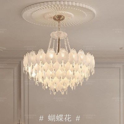 法式轻奢大气客厅吊灯奶油风水晶吊灯粉色浪漫卧室新款高级感灯具图4