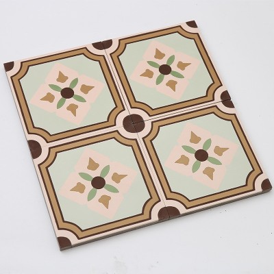 民宿200复古200厨房手工防滑瓷砖地砖旧阳台花砖特色泥灰小花水泥 25片图2