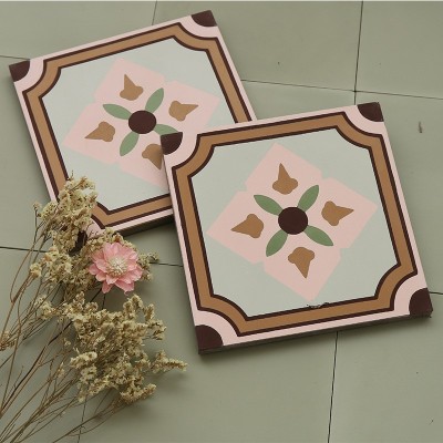 民宿200复古200厨房手工防滑瓷砖地砖旧阳台花砖特色泥灰小花水泥 25片图3