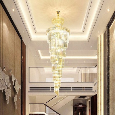 复式楼大吊灯奢华别墅楼梯吊灯长吊灯现代简约酒店工程餐厅水晶灯图4