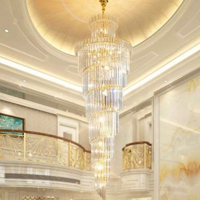 复式楼大吊灯奢华别墅楼梯吊灯长吊灯现代简约酒店工程餐厅水晶灯图5