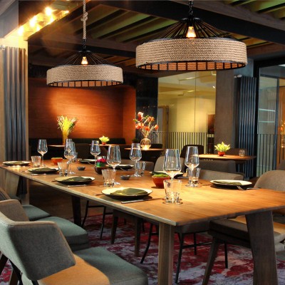 美式乡村麻绳吊灯工业风服装咖啡火锅店网咖酒吧餐厅创意个性吊灯图3