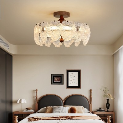 法式复古卧室吸顶灯中古风高级感创意水晶花朵护眼主房间书房灯饰图3