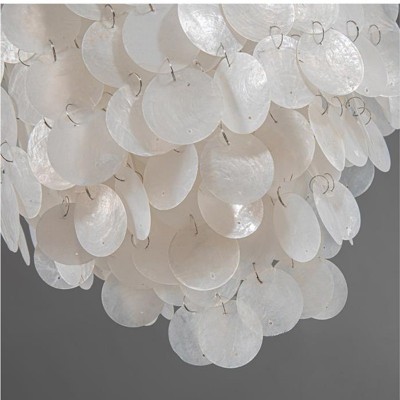 美式乡村圆形贝壳吊灯酒店餐厅吧台个性创意客厅装饰艺术风铃吊灯图5