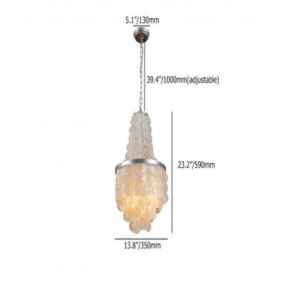 美式乡村圆形贝壳吊灯酒店餐厅吧台个性创意客厅装饰艺术风铃吊灯图4