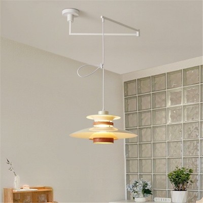 可移位飞碟餐厅吊灯 ph5多层丹麦圆桌岛台摇臂伸缩单头饭厅吊灯具图3