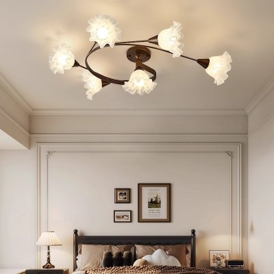 中古风铃兰花吸顶灯美式复古主卧室灯乡村民宿美拉德高级感客厅灯图3