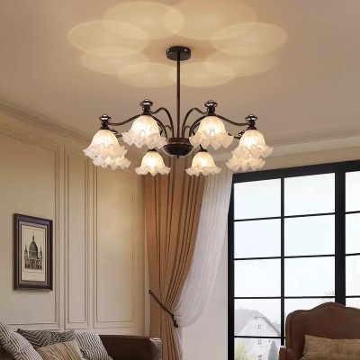 法式中古客厅吊灯铃兰花朵投影护眼灯具美式复古餐厅卧室大厅主灯图2