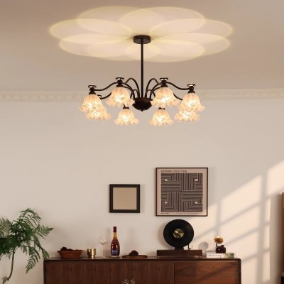 法式中古客厅吊灯铃兰花朵投影护眼灯具美式复古餐厅卧室大厅主灯图4