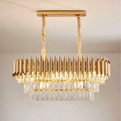 跨境轻奢中古风轻奢客厅吊灯 新中式简约水晶灯 家居装饰图5