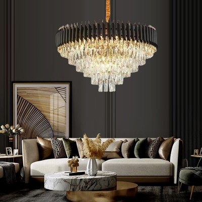 跨境轻奢中古风轻奢客厅吊灯 新中式简约水晶灯 家居装饰图2