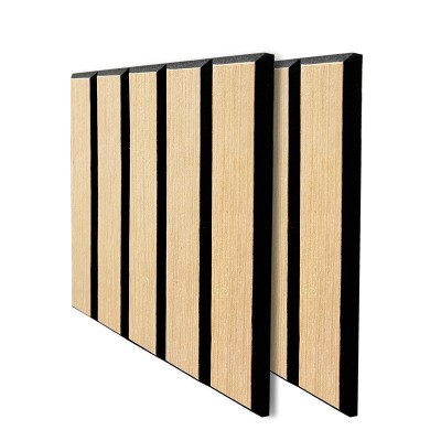 木纹格栅吸音板环保防潮客厅背景墙录音棚琴房条形聚酯纤维吸音板图5