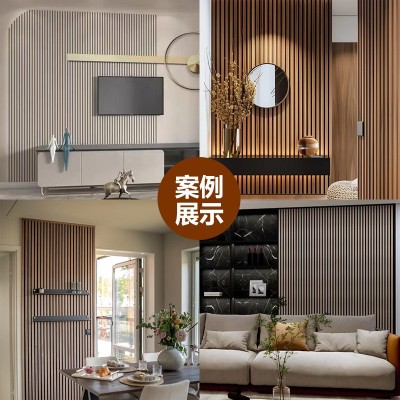 跨境格栅吸音板MDF环保防潮背景墙装饰隔音聚酯纤维木条吸音板图4