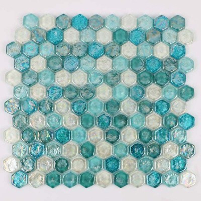 批发琉璃马赛克瓷砖小六角水晶幻彩闪粉装饰渐变卫浴泳池拼图图5