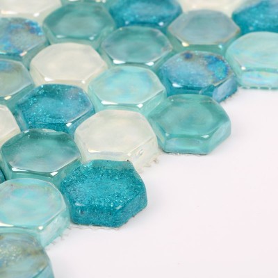 批发琉璃马赛克瓷砖小六角水晶幻彩闪粉装饰渐变卫浴泳池拼图图4