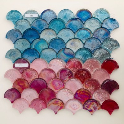 贝壳DIY扇形琉璃闪粉马赛克瓷砖背景墙 幻彩金葱金色马赛克图3