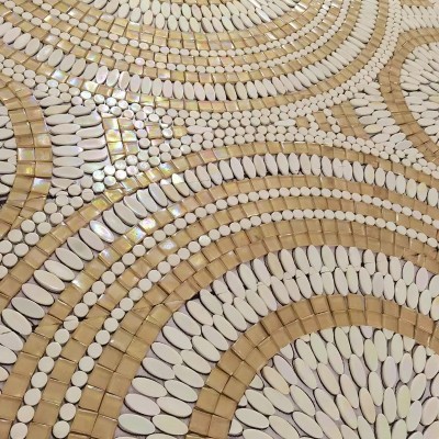 EN琉璃圆形马赛克瓷砖拼图剪画主题餐厅地花简约创意室内马赛克图2