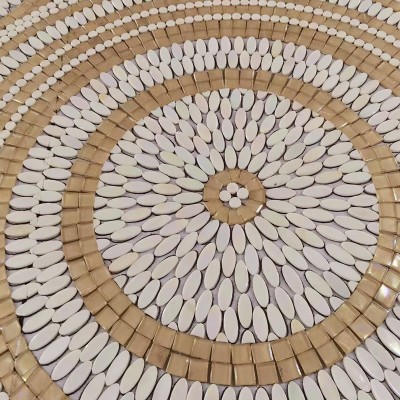 EN琉璃圆形马赛克瓷砖拼图剪画主题餐厅地花简约创意室内马赛克图4