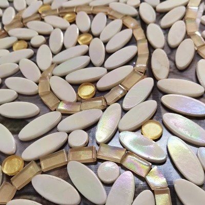 EN琉璃圆形马赛克瓷砖拼图剪画主题餐厅地花简约创意室内马赛克图3