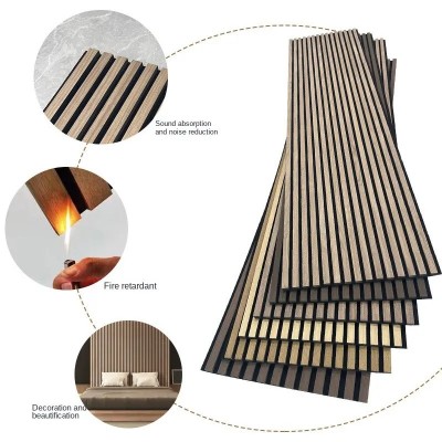 跨境聚脂纤维木条格栅吸音板木质降噪防火装饰板背景墙毛毡隔音板图5
