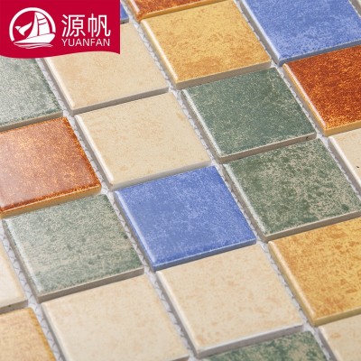 饮品店吧台瓷砖店铺玄关背景墙48颗粒哑光仿古系列陶瓷马赛克图3