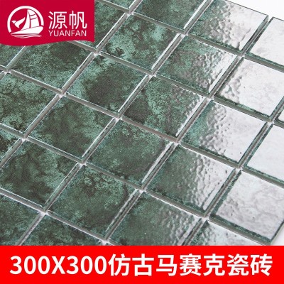 饮品店吧台瓷砖店铺玄关背景墙48颗粒哑光仿古系列陶瓷马赛克图2