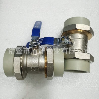 PPR双活接铜球阀 ppr水管管件配件 PPR双头活接球阀批发图2