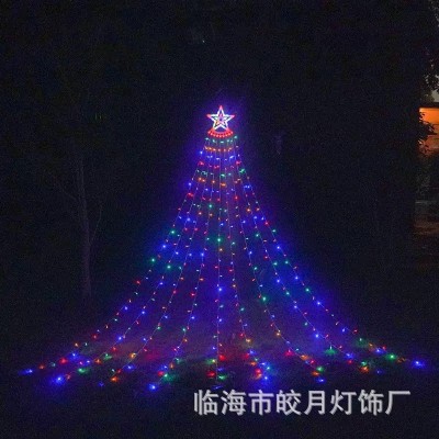 LED 五角星瀑布灯圣诞节挂树灯流水灯户外装饰灯庭院遥控太阳能灯图3