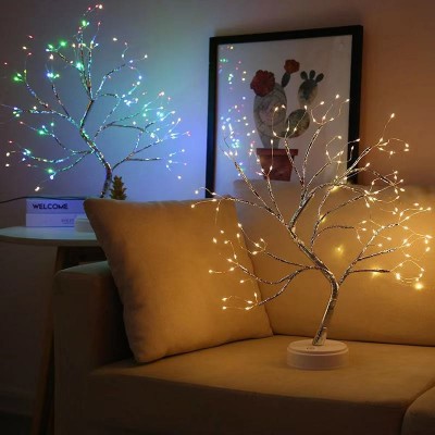 珍珠萤火虫树灯LED铜线灯小夜灯电池盒USB圣诞节房间卧室装饰串灯图5