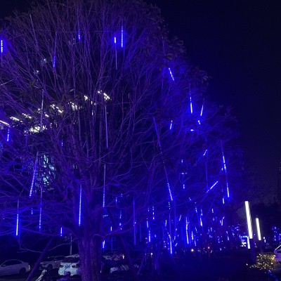 太阳能流星雨led彩灯 七彩流水灯串户外防水防晒节日氛围挂树串灯图3