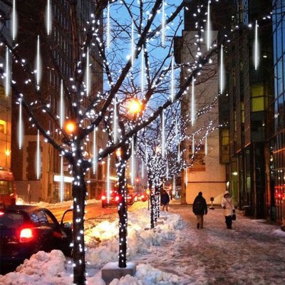 太阳能流星雨led彩灯 七彩流水灯串户外防水防晒节日氛围挂树串灯图2