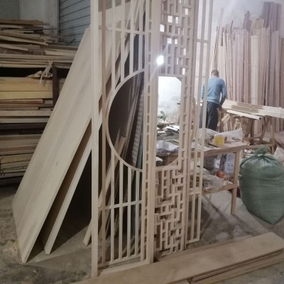 新中式实木屏风隔断客厅玄关花格格栅移动隔断现代简约办公室坐屏图4