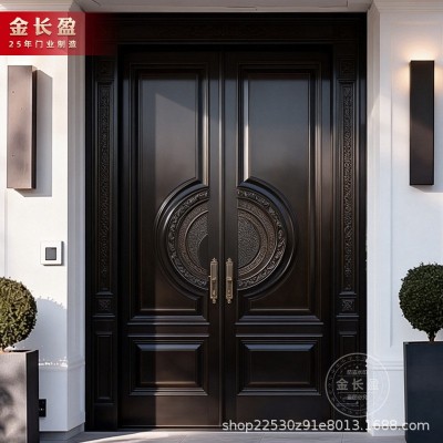 别墅大门法式双开门农村自建房大门子母门防盗门家用入户门铸铝门图5
