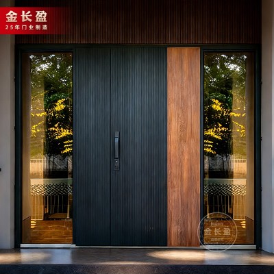 自建房防盗门高档欧式偏轴门外贸门别墅入户大门铸铝拼接玻璃门图3