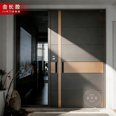 自建房防盗门高档欧式偏轴门外贸门别墅入户大门铸铝拼接玻璃门图2