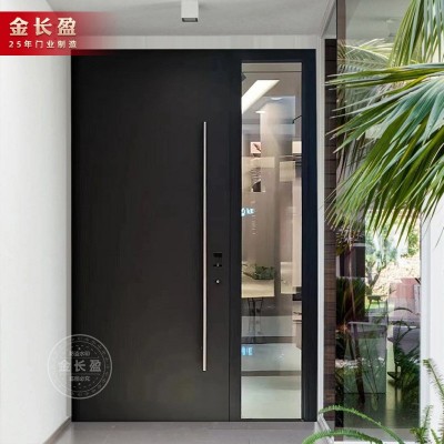 自建房防盗门高档欧式偏轴门外贸门别墅入户大门铸铝拼接玻璃门图4