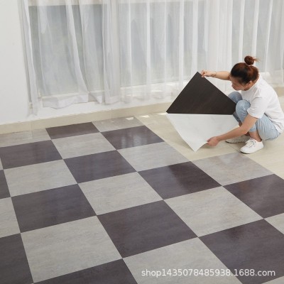 小方块石纹自粘地板加厚防水耐磨厨房卧室商用PVC免胶塑胶地板贴图3