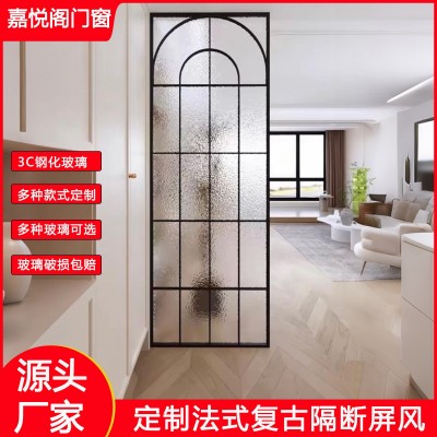 现代轻奢法式复古风屏风客厅入户玄关浴室卫生间简约固定玻璃隔断图2