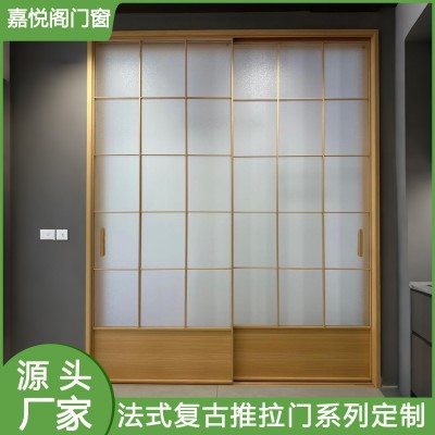 铝合金玻璃移门室内厨房阳台卫生间隔断门复古门推拉门优质家用图3