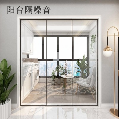 佛山极窄钛美铝合金推拉门室内现代简约阳台隔断玻璃门厨房隔音图3